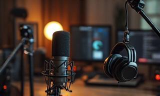 Configuração para gravação de podcast.